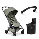 Joolz Aer2 Travel Stroller Bundle with Bumper Bar & Cup Holder – Lightweight One-Hand Fold Stroller, Airplane Carry-On Approved, Reclining Seat, UPF 50+ Canopy, Includes Accessories - Sage Green