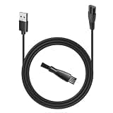 uijino USB Charging Cable Compatible with Brightup Beard Trimmer, 5V Charger for Brightup Hair Clippers FK-8688T FK-8788T IPX7 Waterproof Electric Razor Body Shaver, 1 Cleaning Brush, 3.3ft Power Cord