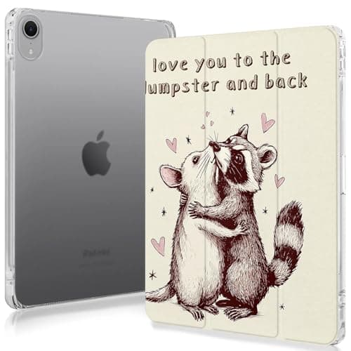 Love You to The Dumpster and Back Raccoons Case Compatible with IPad 9th 8th 7th Generation 10.9 Inch 2021/2019/2018,Funny Cover with Trifold Stand + Pencil Holder for Boys Girls,iPad Mini6 8.3inch