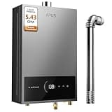 APUS Tankless Water Heater Propane Gas, Up to 5.43 GPM, 120,000 BTU on Demand Instant Hot Water Heaters with Smart Digital Display, Space Gray, Indoor Hot Water Heater