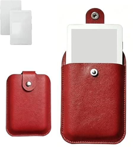 for Xteink X4 4.3" E-Reader PU Leather Carrying Case, Shockproof Protective Cover with Snap Button Closure, Water-Resistant Anti-Scratch Travel Pouch (Red)