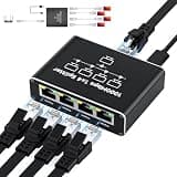 Ethernet Splitter 1 to 4, 1000Mbps High-Speed Internet Splitter, Gigabit RJ45 Port Router Switch, LAN-Splitter, Supporting Simultaneous Networking of 4 Devices, Applicable to Cat5/5e/6/7/8 Cable