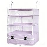QianyiTrCoy Hanging Closet Organizer, Multifunctional Suitcase Dividers, Foldable Hanging Suitcase Suitable for Family Trips, Travel, and Business Trips,Purple