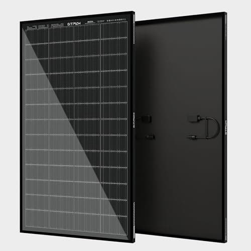 GTPOW 200W Solar Panel, 16BB N-Type 200 Watt Solar Panels with 25% High Efficiency, Lightweight & Monocrystalline, Solar Panels for RV, Boat, Rooftop, Trailer, Camper & 24V Off-Grid System, Black