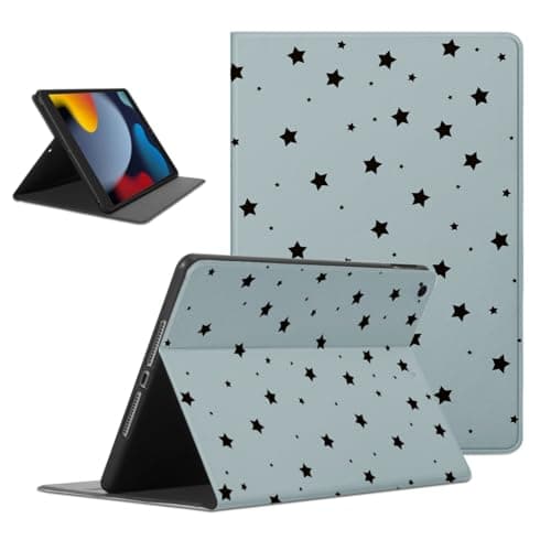 Tablet Case for for Huawei Mediapad M5 / M5 Pro 10.8 10.8'',Polka Dot Black Star Pattern on Blue Pattern Cases for Boys Girls Women Durable Protective Cover Flip Leather PU Funda Adjustabl