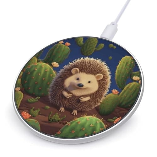 Hedgehog Cactus Wireless Charger, 10W Qi-Certified Fast Wireless Charging Pad with USB Cable & LED Indicator Fashion Charger Mat Portable Charging Station for All Qi-Enabled Phones