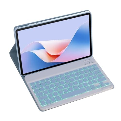 Magnetic Detachable Wireless Keyboard & Mouse Combo with Leather Cover for Oppo Pad 2/Pad 3 11.6-inch Tablet – Full Wrapped Protection Keyboard Case (Blue,Backlight)