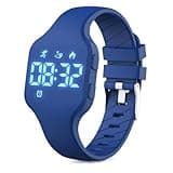 Kids Led Activity Tracker Tracker Watch for Ages 5-15, No App Required, Digital Sport Wristwatch, Waterproof, Pedometer, Alarm Clock, Silicone Strap, for Teens Children Students Boys Girls (Deep blue)