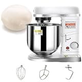 Commercial Stand Mixer 5L with Bowl, 3-Speed Electric Food Processor for Baking, Dough Hook Whisk Beater Attachments, Tilt-Head Design, Stainless Steel Mixing Bowl for Cake Bread Pizza Bakery
