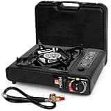 SHINESTAR Dual Fuel Stove with Butane & Propane Compatibility, Portable Camping Stove for Outdoor Cooking, Propane Adapter Hose and Carrying Case Included, 7800 BTUs Output