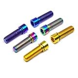 6Pcs M5 M6 M7 M8*16/20mm Titanium Ti Stem Bolts Screws Fastener with Washer for Bicycle Stem Caliper Brake Scooter(Gold,M5x18mm)