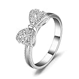 JewelryPalace 14K White Gold Plated Rings for Women, Cubic Zirconia Promise Rings for Her, Stackable Wedding Bands Rings for Women Bow Butterfly Love Knot Stacking Ring 8.5