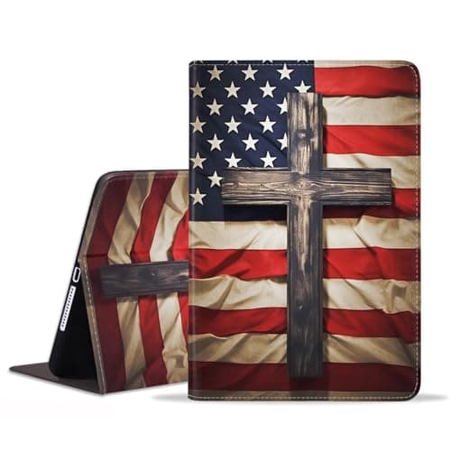 BXIKEOPIU for Samsung Galaxy Tab A9 Plus Case 11 Inch 2023 (Model: SM-X210/X216/X218), Slim PU Leather Stand Folio Cover with Auto Wake Sleep, American Flag Holy Cross