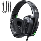 Vakedy Wired Gaming Headset for Xbox,PS5,PS4,PC,Switch, RGB 50mm Drivers