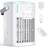 Portable Air Conditioners, New 4-in-1 Ultra-Quiet Portable AC Unit, 1000ML Water Tank Evaporative Air Cooler with 3-Cool Mist & 3-Speeds, Remote Control, 7 Color Light, 8H Timer for Bedroom,Office,Car