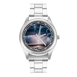FodPand Mens Stainless Steel 3-Hand Analog Watch Easy Reader 40mm Dial