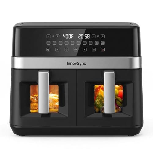 12QT Large Dual Air Fryer, Nonstick & Dishwasher Safe, Jet Black