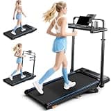 3.0HP Walking Pad Treadmill with Incline 2%-7%-12%, 6 in 1 Foldable Treadmill for Home with Removable Desk, Adjustable Handle Bar, RGB Lights, LED Display, Remote&APP Control