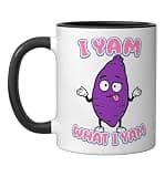 I Yam What I Yam Ube Pun Purple Yam Dad Joke Ceramic Mug, Black/White, 11oz