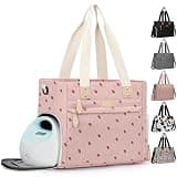 Pritent Diaper Bag Tote for Working Mom, Large Travel Diaper Tote for Mom and Dad with 14 Inch Laptop Sleeve, Mommy Maternity Travel Baby Bag for Boys and Girls, Pink strawberry