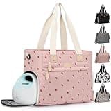 Pritent Diaper Bag Tote for Working Mom, Large Travel Diaper Tote for Mom and Dad with 14 Inch Laptop Sleeve, Mommy Maternity Travel Baby Bag for Boys and Girls, Pink strawberry