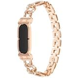 Replacement Band Compatible for Google Fitbit Air, Dressy Bling Crystal Diamonds Bands, Breathable Metal Watch Strap with Alloy Bumper, Size Adjustable Easy Installation (Rose Gold)