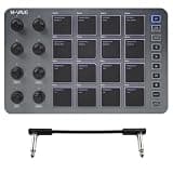 M-VAVE SMC-PAD MIDI Controller,Bluetooth Wireless Portable MIDI Pads with Velocity Sensitive Pads,Beat Maker,white 6.35mm Audio Cable (Grey)
