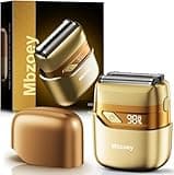 Electric Foil Shavers for Men, Mini Electric Razor, Compact Face Shaver, IPX7 Waterproof Wet Dry Cordless Razor, LED Display, USB-C, Travel-Friendly, Light Gold,Father's Day Gifts