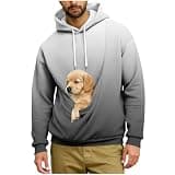 CMELTANM Men's Pet Pouch Hoodie Small Dog Carrier Hoodies Puppy Pouch Sweatshirt Animal Holder Pullover Tops Black