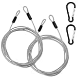 ZDRU 10FT 5mm Stainless Steel Security Cable with Hooks, Steel Coated Braided Double Loop Flexible Wire Rope for Bicycles, Luggage, Gates & Outdoor Equipment (2 Pack)