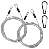 ZDRU 10FT 5mm Stainless Steel Security Cable with Hooks, Steel Coated Braided Double Loop Flexible Wire Rope for Bicycles, Luggage, Gates & Outdoor Equipment (2 Pack)