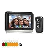 WiFi Wired Video Doorbell System, 7 Inch Ring Video Doorbell Camera with Monitor, Support Two-Way Intercom Tuya APP Monitor Remote Unlock & 1080 HD IR Night Vision for Villa Home Office Apartment
