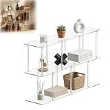 Verdurancd 3-Tier Acrylic Bookshelf 11.8''D X 47.2''W X 24.6''H Clear Long Bookcase with Large Storage Horizontal Bookshelf Easy Assembly for Home Office Living Room Bedroom