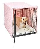 MidWest Homes for Pets Large Dog Crate Cover Featuring Teflon Fabric Protector, Poly-Cotton Privacy Kennel Cover Fits Most 42-inch Crates, Pink Designer Print, Machine Washable, Reduces Barking