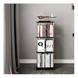 Rotating Small Bookcase Multi Layer Storage Rack Shelf for Home Office Bedroom Brown 3 Shelf Square Bookshelf Bedside Table Organizer