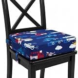 (2 Packs) HZOLCIGY Toddler Booster Seat for Kitchen Chair - Firm Support Booster Seat for Dining Table with Non-Slip Bottom and Adjustable Straps - (Blue+ Beige)