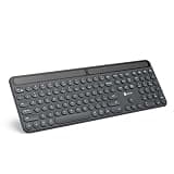 iClever Solar Bluetooth Keyboard, Wireless Keyboard with Solar & Indoor Light Charging, Full Size Keyboard with Numeric Keypad, Multi-Device Bluetooth Keyboard for Mac, Windows, Laptop, PC