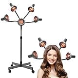 5 Head Infrared Heat Lamp,750W Professional Standing Hair Dryer with 4 Universal Wheels, Height & Angle Adjustable Temperature Control 104-176℉ Salon Heat Lamp for Hair Salons Beauty Salons Home Use