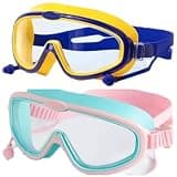 mkeodm Children's swimming goggles, 2-piece design with nose cover, leak-proof, fog-proof, waterproof, wide vision, male and female universal non-leakage