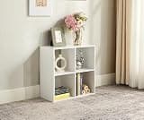 4-Cube Storage Organizer Bookcase, White, 2x2 Configuration, 23.7" x 11.79" x 23.7", Particle Board
