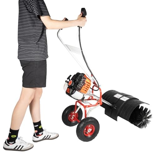 52cc 2-Stroke Gas Powered Snow Sweeper, 20" Clearing Width, 2.5HP Hand-Push Sweeper with Dual-Handle Control, Foldable for Easy Storage, Perfect for Sidewalks, Driveways & Artificial Turf
