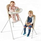 Mallify Foldable High Chair, Space-Saving Portable Baby High Chair with Removable Double Tray, Modern Convertible Baby Feeding Chair, Lightweight, Easy to Clean, Beige