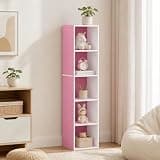Furevol 5-Tier Bookcase, Cube Bookshelf, Book Shelf, Cube Storage Organizer with Open Shelves, 9 x 12 x 52, for Living Room, Home Office, Bedroom, Pink/White