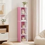 Furevol 5-Tier Bookcase, Cube Bookshelf, Book Shelf, Cube Storage Organizer with Open Shelves, 9 x 12 x 52, for Living Room, Home Office, Bedroom, Pink/White