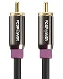 FosPower Subwoofer Cable (25 FT) RCA to RCA Audio Stereo Cable, Male to Male - Dual Shielded Cord | 24K Gold Plated Connector | Corrosion Resistant | Clean Sounding Signal
