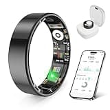 Smart Health Ring Fitness Tracker with Stress & Sleep Monitoring, Waterproof Activity Tracker, Compatible with iOS & Android, No Subscription Fee, Lightweight Wearable for Women & Men (Black, 12)