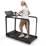 Walking Treadmill for Seniors with Long Handrails, Forward & Reverse Walk, 0% Incline, 300 lbs Capacity for Home Recovery Fitness Exercise Machine