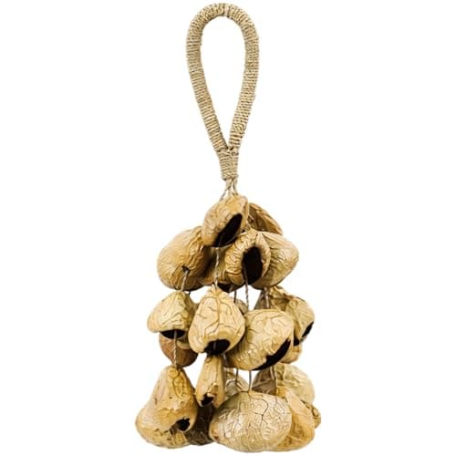 Fruit Shell Hand Rattle, Natural Seed Shaker Instrument, Handmade Percussion Accessories with Grass Rope Handle, Crisp Sound Musical Accompaniment for Sound Covering, Yoga, Meditation