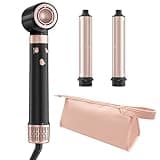 MESCOMB Dual Voltage Hair Styler for Travel, 3 in 1 High-Speed Hair Dryer with 2 Auto-Wrap Curling Barrels, 110-240V Travel Hair Dryer and Curler with Travel Bag for Europe, Hotel, Dorm