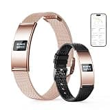CCHEEN Smart Bracelet, Subscription-Free 24/7 Health Tracking, Heart Rate, SpO2, HRV & Sleep Tracker with IPX8 Waterproof, Wearable Activity & Fitness Tracker, 7-Day Battery, 2 Bands (Rose Gold)